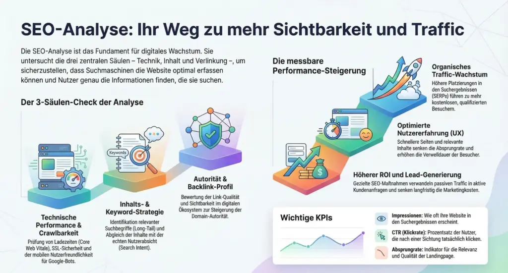 Zusammenfassung einer SEO Analyse.