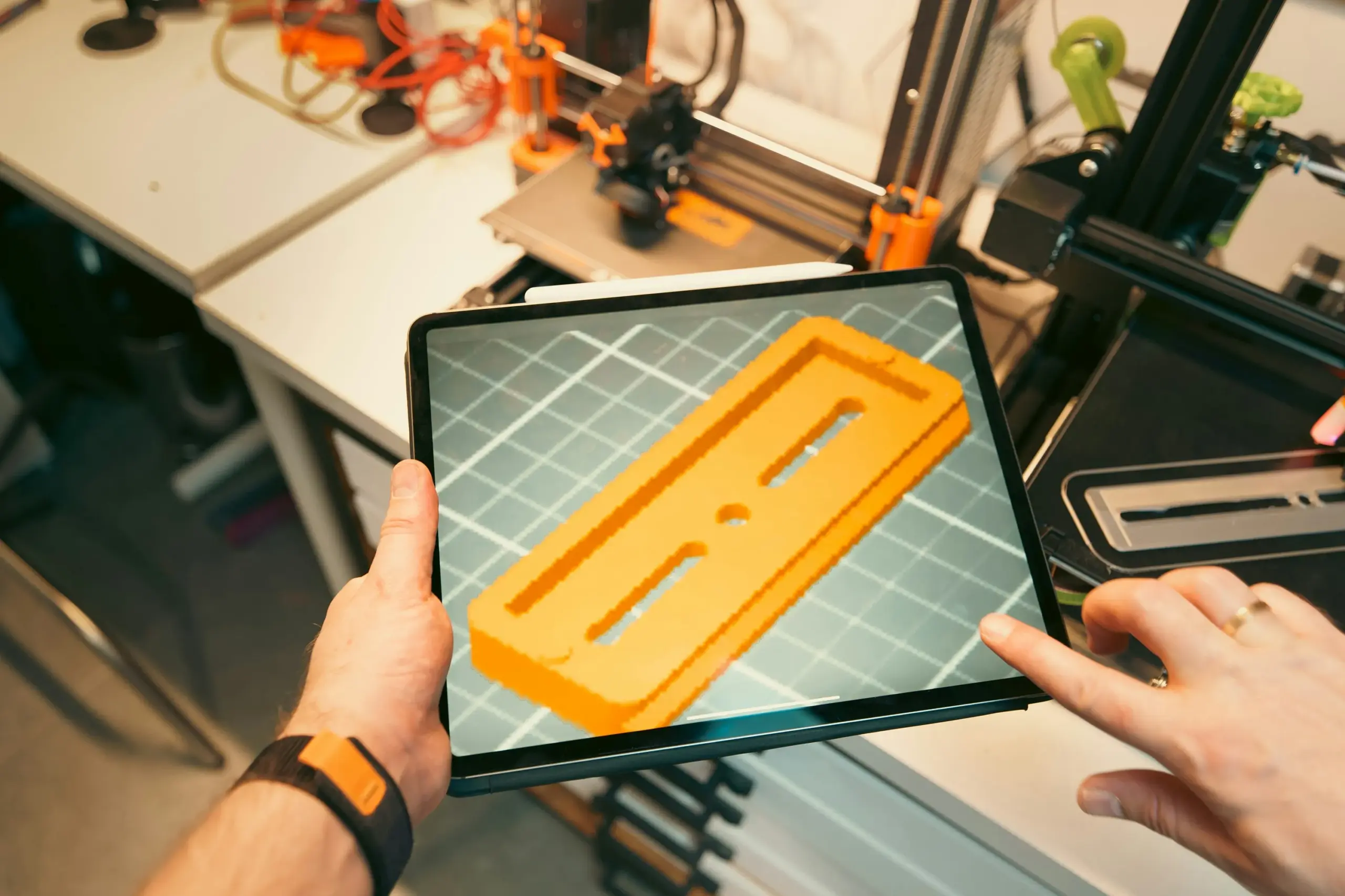 Digitale Konstruktion eines technischen Bauteils in einem Ingenieurbüro